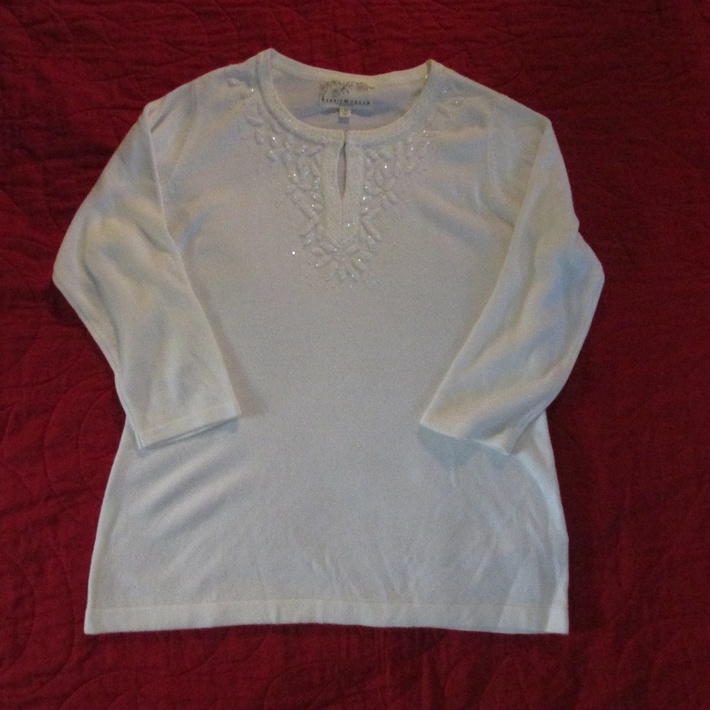 Debbie Morgan Petite Large Beaded Sweater